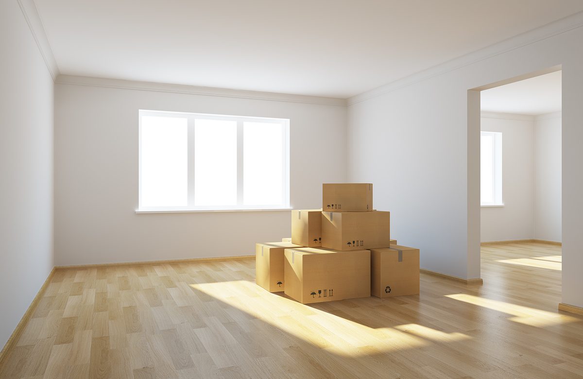 moving boxes at a new home